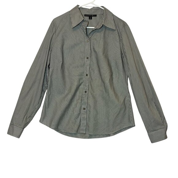 Lafayette 148 New York Tops - Lafayette 148 New York Women’s Stripe Button Shirt Size 10 Black Work Casual
